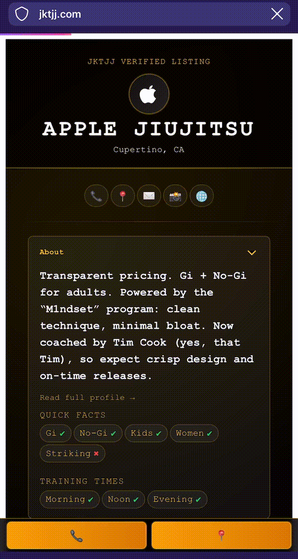 Mini-profile demo for Apple JiuJitsu